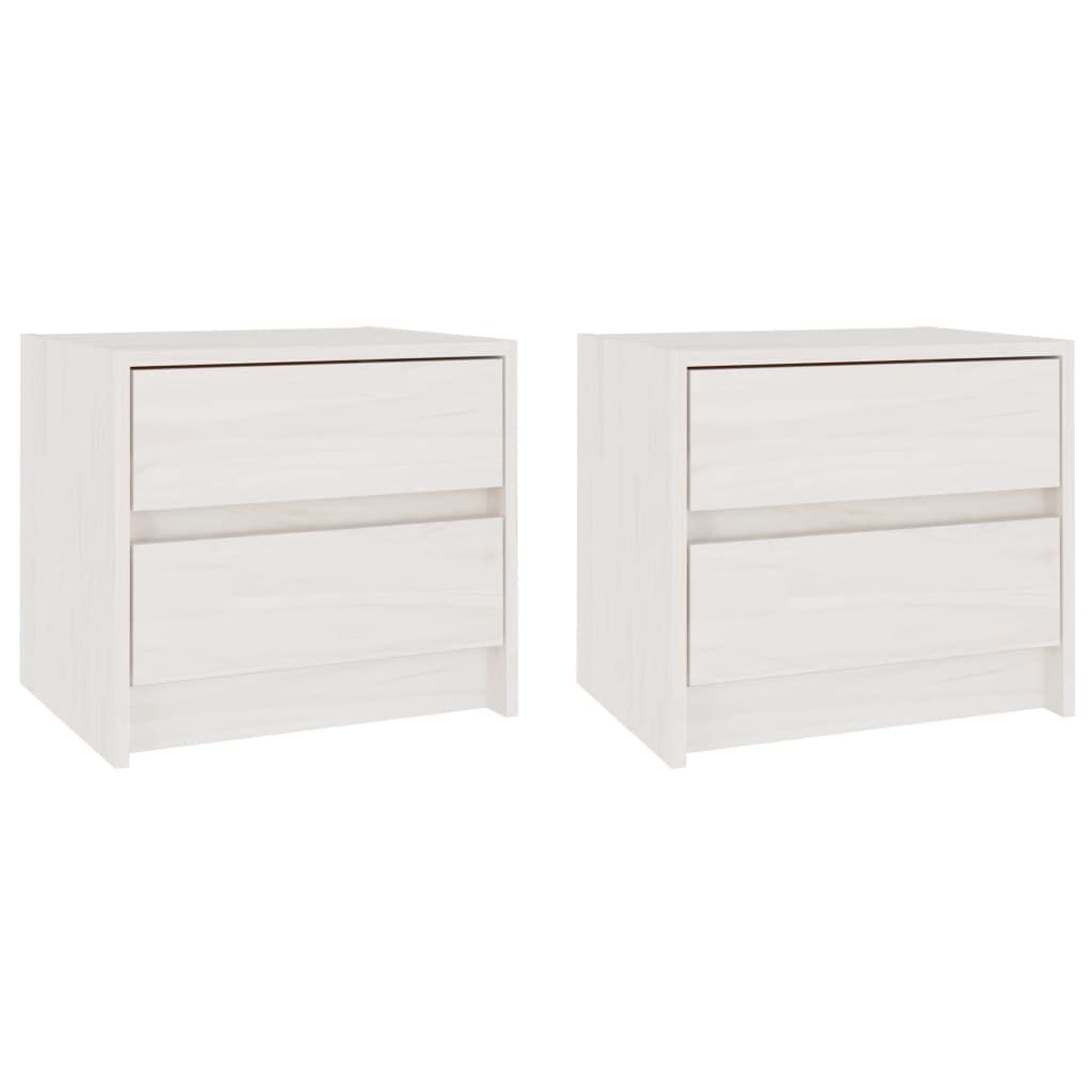 vidaXL Bedside Cabinets 2 pcs White 15.7"x12"x14" Solid Wood Pine